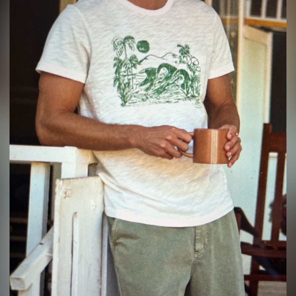 Outerknown BRAND NEW White Tee with Green Nature Print